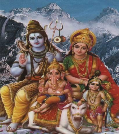 Shri Shiva, Shri Parvati e famiglia